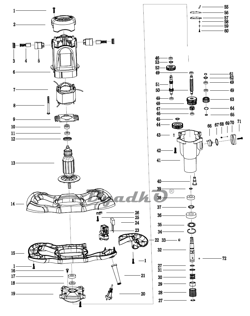 Запчасти Elitech МС-1600/2ЭД