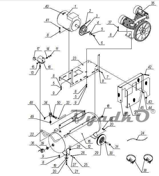 Запчасти, схема и деталировка Elitech КР2090-100-4Т