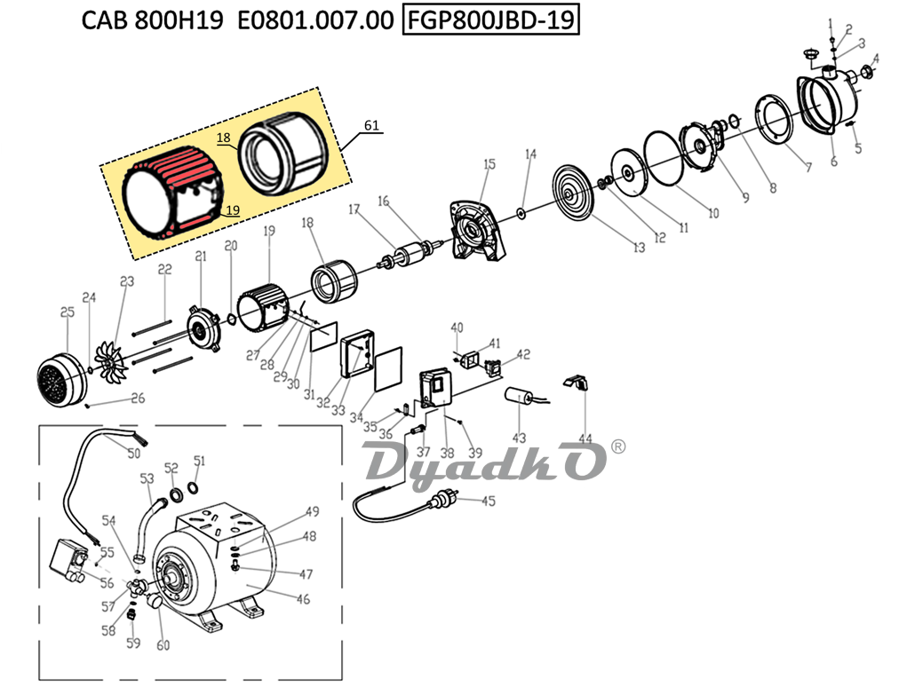 Запчасти, схема и деталировка Elitech САВ 800Н/19 (E0801.007.00) 2020 года