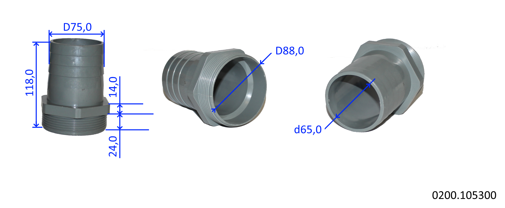 HL80SP-02413; Штуцер фильтра; <br>(Артикул: 0200.105300)