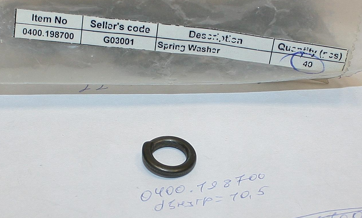 Шайба пружинная  φ10 <br>(Артикул: 0400.198700)