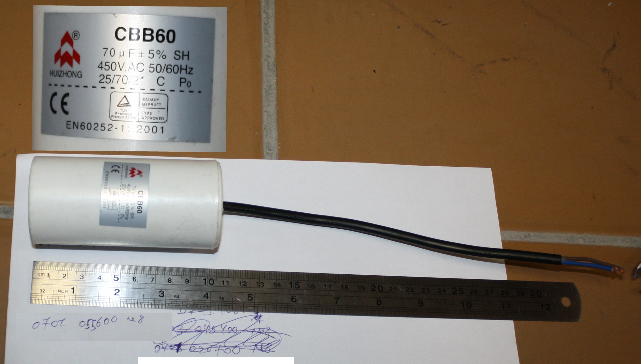 Конденсатор СВВ60 60uF/450B с проводом <br>(Артикул: 0701.055600)