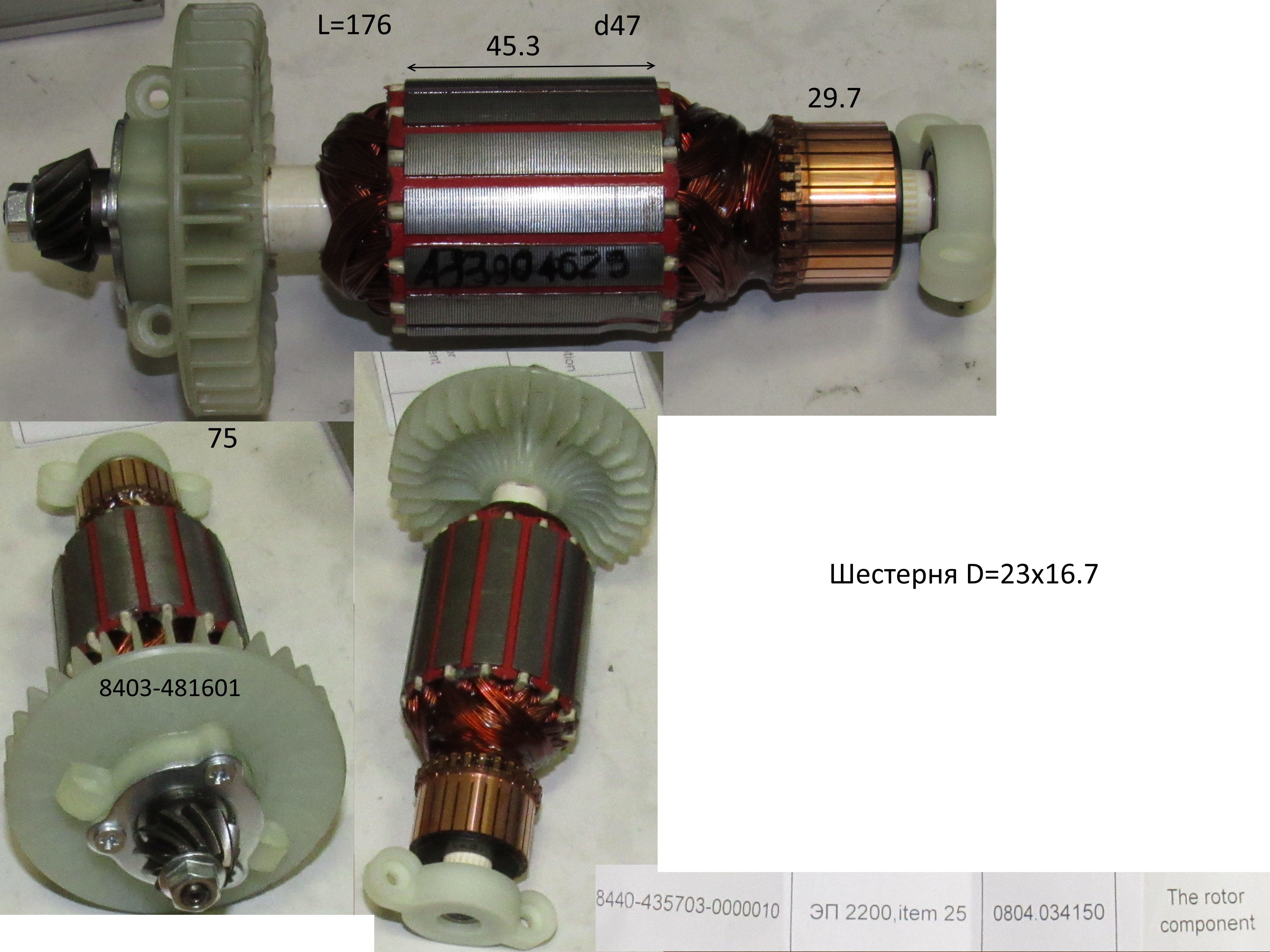 Ротор в сборе с подшипниками и шестернями М6 <br>(Артикул: 0804034150)